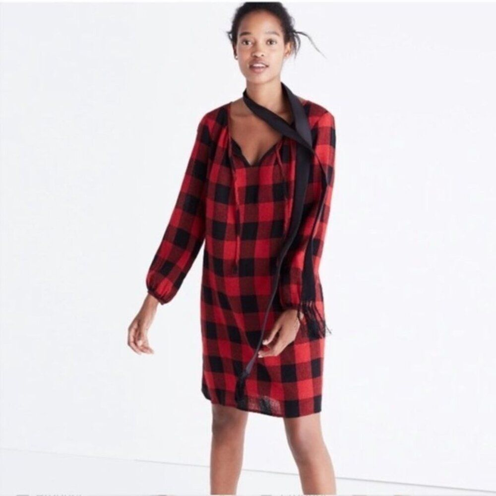 Madewell Signal Buffalo Check Wool Blend Tunic Dress Size M